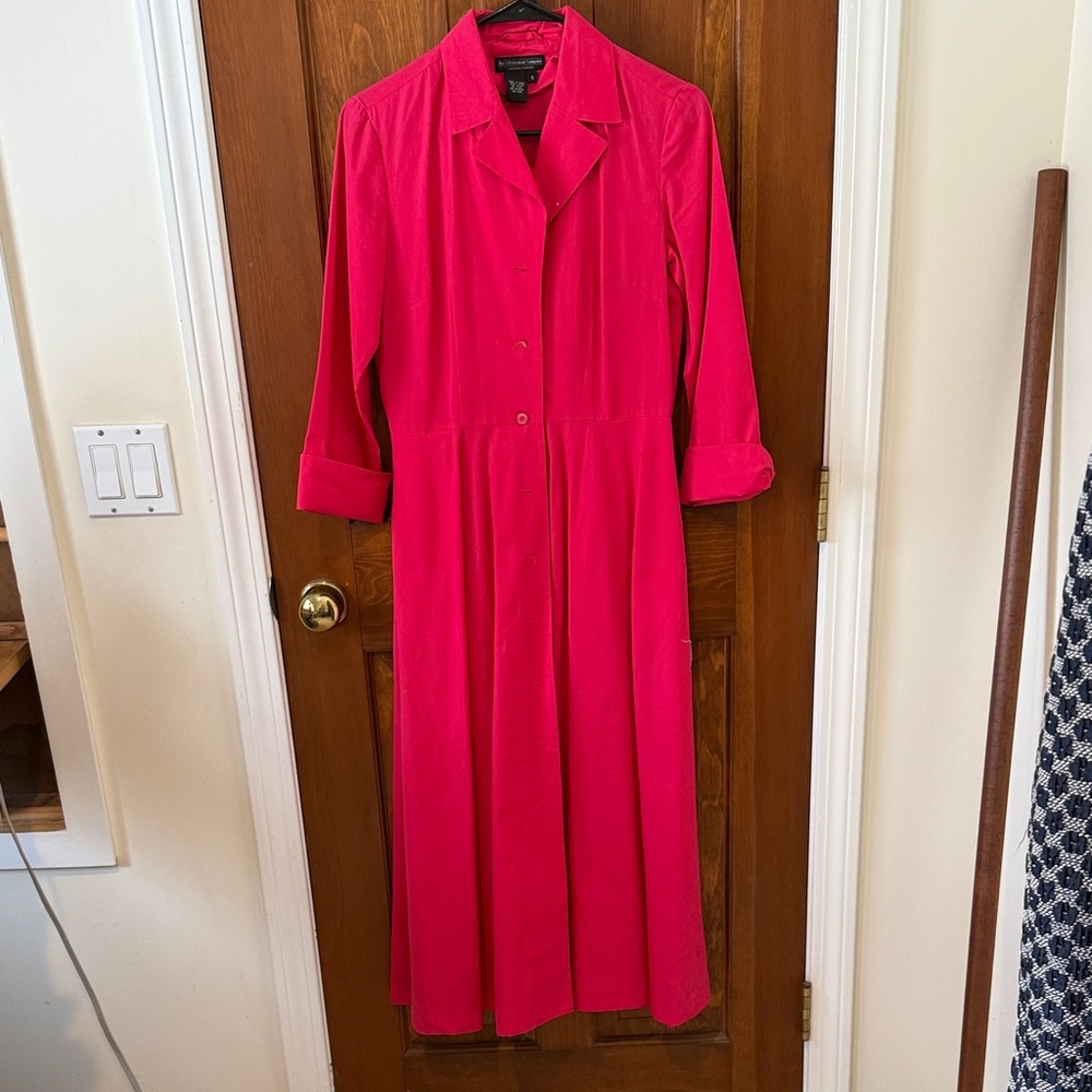 J. Peterman Vibrant Red Long Sleeve Dress